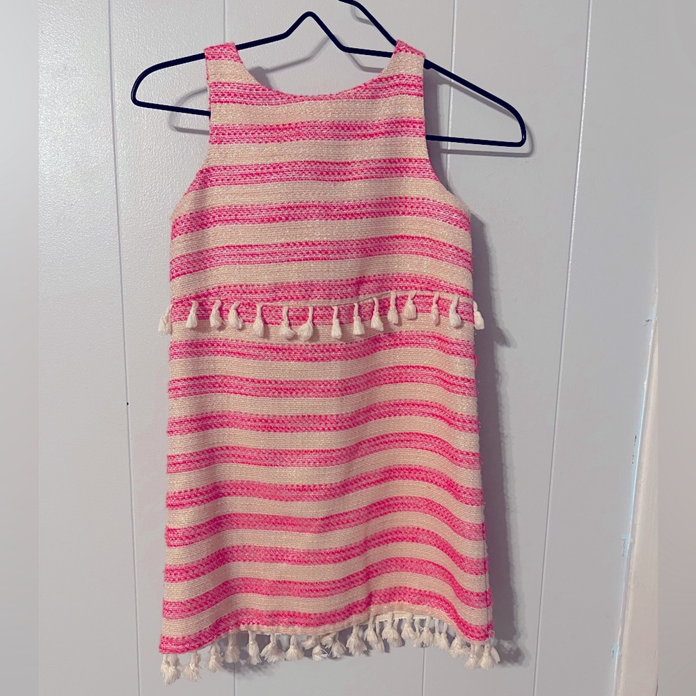 Girls dress (hot pink, gold, and beige)
